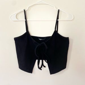 Tie Front Cropped Tank Top Shein